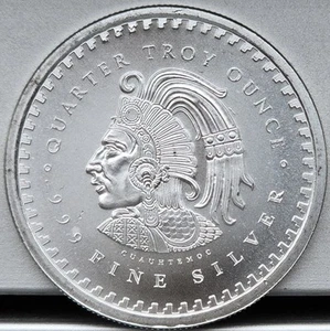 Pure Silver .999 Bullion - Mexico Aztec Calendar Mayan- 1/4 oz Round - Picture 1 of 2