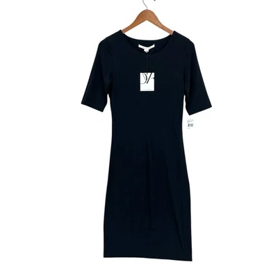 ¡Nuevo! Vestido DIANE VON FURSTENBERG Meeson para mujer mediano negro manga corta W286 Foto 1 de 4