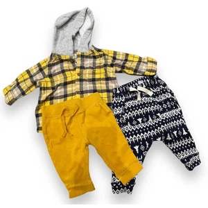 Lote Carters | Antiguo Conjunto Azul Marino 3 Piezas Franela Sudadera con Capucha 2 Pantalones Mostaza Azul Marino 3-6 meses - Imagen 1 de 3