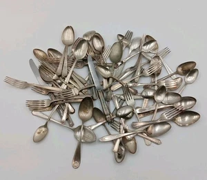 69pcs Mixed Lot Silverplate Flatware Silver Plated Arts Crafts VTG Antique - Picture 1 of 6