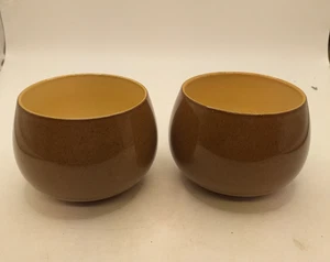 Denby Sugar Bowls x 2 Brown Stoneware 8cms x 6.5cms each (H17) - Picture 1 of 7