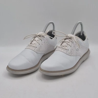 Zapatos de golf FootJoy FJ de cuero blanco 6,5 M confort con púas 97901 unisex con cordones Foto 1 de 4