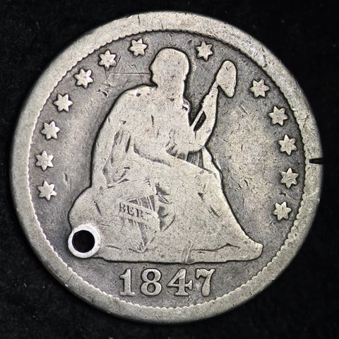 1847 Seated Liberty Silver Quarter CHOICE FREE SHIPPING E339 WCQ Cover