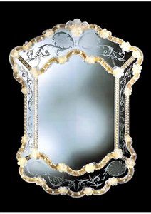 Specchio in Vetro di Murano classico con oro zecchino 24 made in Italy 71x94 cm  - Picture 1 of 6
