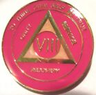 Pink Alcoholics Anonymous 8 Year Aa Medallion Coin Token Chip Sobriety Sober