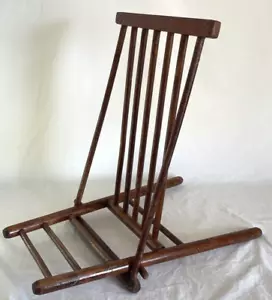 Antique Nice Wood Folding Picnic Backrest Chair Seat Victorian Spindle - Picture 1 of 13