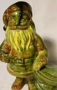 Vintage Santa 10" hand painted ceramic mold 70s mottled glaze Shiny - Bild 1 von 8