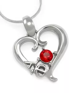 Collar Alpha Phi Hermandad/Colgante Corazón Rojo de Plata Esterlina (¡NUEVO!!!**) - Imagen 1 de 2