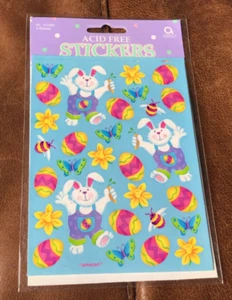VINTAGE AMSCAN EASTER BUNNY STICKERS SET OF 4 SHEETS NIP Free Shipping US * - Picture 1 of 1