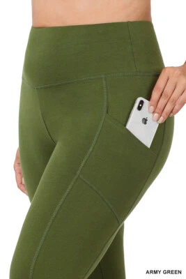 1X 2X 3X Leggings Largos Largo Largo Largo de Microfibra Cepillada con Bolsillos Foto 1 de 2