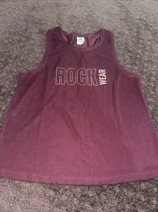 Womens Rockwear Fitness Burgundy Purple Mesh Racer Back Tank Size 12 Activewear - Picture 1 of 4