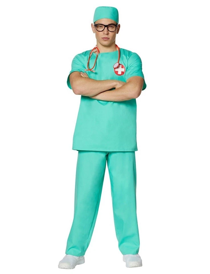 Disfraz de Cirujano Exfoliante Adulto ER Médico-Enfermera Halloween Gorra Camisa Pantalones OS #5250 Foto 1 de 4