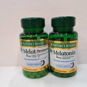 Natures Bounty Melatonin 5mg 2 bottles x 90 Softgels Exp 9/2026 & 11/2026 - Picture 1 of 4