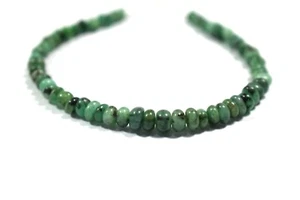 Genuine A++ Dark Green Emerald Smooth Rondelle Gemstone 6" Craft Making Beads - Picture 1 of 10