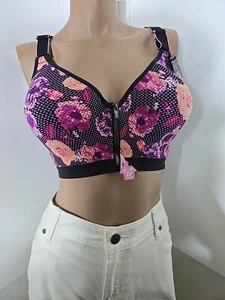 Maidenform Sport-BH Blumen Reißverschluss vorne seitlich formend Bügel 40C Neu mit Etikett - Bild 1 von 8