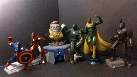 Marvel Playmotion Figure Lot of 5 CAPTAIN AMERICA, IRON MAN, WAR MACHINE, MODOK Cover