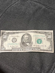 50 Dollar Bill 1988 OLD NOTE NICE FRN DA BLOCK PAPER CURRENCY MONEY LETTER E - Picture 1 of 3
