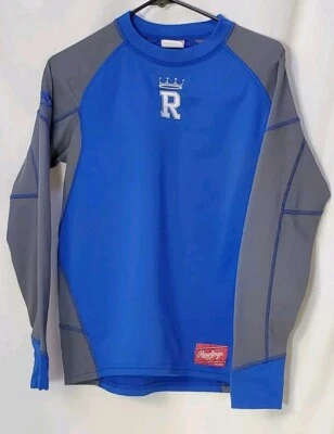 Rawlings Long Sleeve Shirt Youth Boys Blue Heavy Duty KC Royals MLB Baseball  - Image 1 of 4