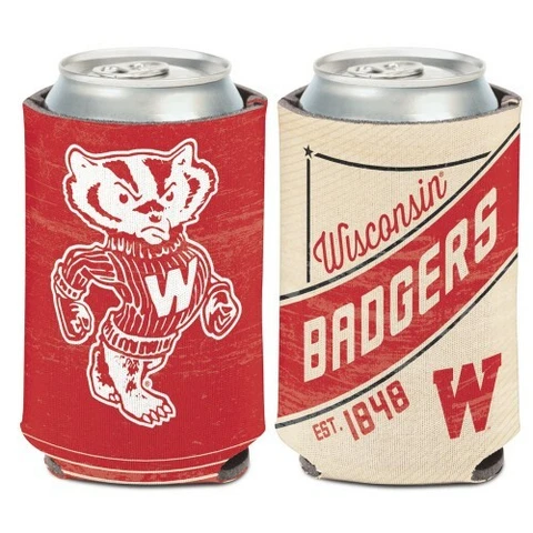 WISCONSIN BADGERS COLLEGE VAULT SOFT FOAM CAN BOTTLE COOZIE KOOZIE COOLER Cover