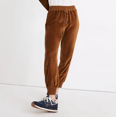 MADEWELL WOMEN'S DRIED CEDAR DRAWSTRING VELOUR JOGGER SWEATPANTS Sz M - Image 1 of 4