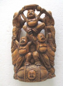 ANTIQUE OLD WOODEN CHINESE STATUE DETAILED HAND CARVED 1900'S - Picture 1 of 11