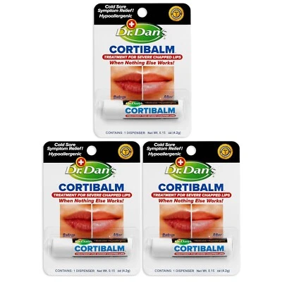 Dr. Dan's CortiBalm Lip Balm Stick 0.14oz (3 Pack)