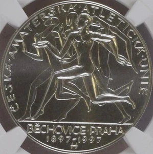 CZECH REPUBLIC. 1997, 200 Korun, Silver - NGC MS69 - Top Pop 🥇 Athletic Union - Picture 1 of 6