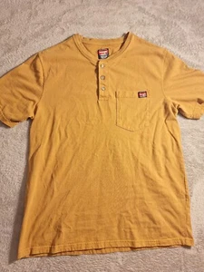 Wrangler Workwear T-Shirt Uomo Marrone Cotone Maniche Corte Henley Bottoni Large - Foto 1 di 6