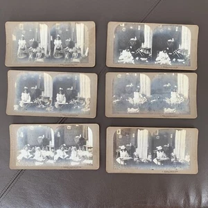 Lotto 6 Diapositive Antiche Stereoview Vintage Giorni della Settimana 1902 C.H. Tombe - Foto 1 di 5
