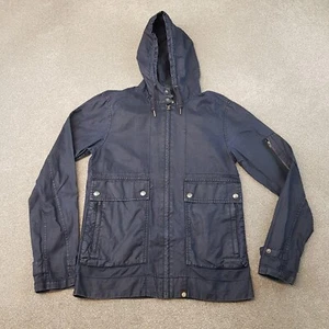 Pretty Green Mens Jacket Small Blue Navy Lightweight Linen Parka Casuals Liam - Picture 1 of 13