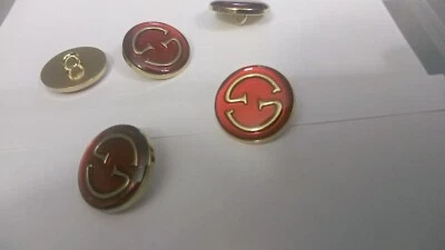 Vintage Authentic Gucci Button (ONE) 20 mm red & gold metal made in Italy - Image 1 of 4