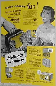 1949 MOTOROLA advrtisement, Motorola59L12 portable Radio, TV, record player - Picture 1 of 3