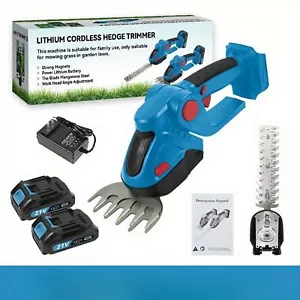 Cordless hedge trimmer, 2-in-1 21V handheld electric weed trimmer and shrub tri - Picture 1 of 8