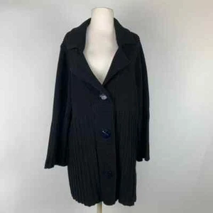 HABITAT Chunky Knit Black Blazer Cardigan Sweater Notched Collar Buttons Size XL - Picture 1 of 11