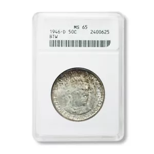 USA Booker T. Washington Commemorative Half Dollar 1946D ANACS MS65 - Picture 1 of 3