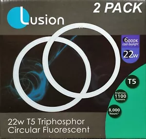 2 x 22W T5 Triphosphor Circular Fluorescent Tubes Lamps 6000K Cool Daylight - Picture 1 of 5