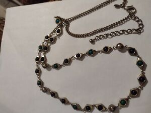 Chico's Onyx And Malachite 36 In Beaded Necklace