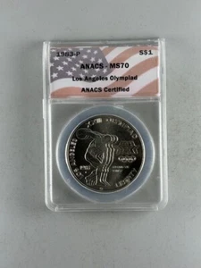 1983-P Olympics Silver Dollar, ANACS MS-70 -- MEGA-RARE GRADE COIN! - Picture 1 of 3