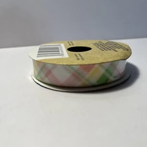 Neu ~ OSTERBAND ~ weiß pastell kariert ~ 3 Yards ~ 5/8" breit ~ Frühling Handarbeit - Bild 1 von 4