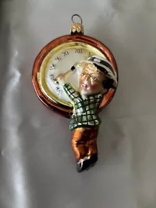 Christopher Radko 1999 Silent Screen Star Harold Lloyd Millennium Clock Ornament - Picture 1 of 3