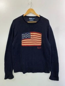 Polo Ralph Lauren Knit Sweater American Flag Navy Blue Womens Size L - Picture 1 of 10