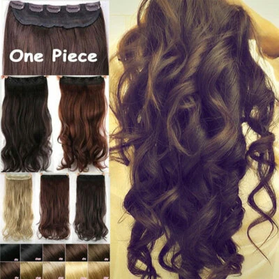 RICH-CHOICES UK Natural Hair Extensions Half Head Clip in 1 Piece Real Thick Hair Piece Curly
