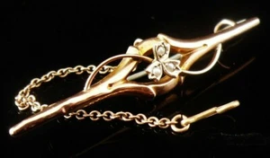 Antique 9CT Rose Gold Brooch with Three Seed Pearls c.1900 - Bild 1 von 6