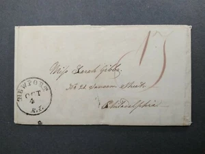 Rhode Island: Newport ca. 1811 Stampless Cover, Fancy Large 17c Rate to Philly - Picture 1 of 4