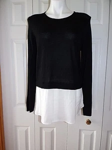 Neu mit Etikett 89th & Madison schwarz & cremeweiß Lagenlook Pullover Shirt Bluse Top Größe Small - Bild 1 von 3