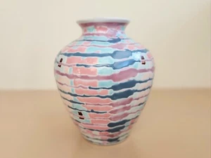 Vintage Abstract Pastel Vase Blue Pink Mauve Cream Vase China Trader - Picture 1 of 6
