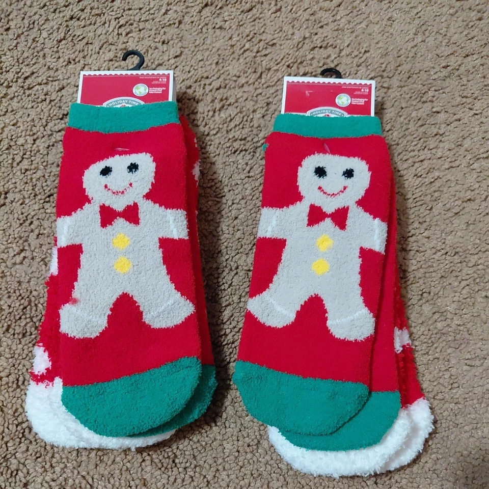 Calcetines Navidad Holiday Time corte bajo 4 pares zapatos para mujer talla 4-10.  (AL) Foto 1 de 4