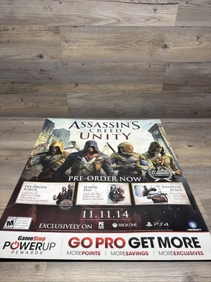 Assassins Creed Unity GameStop  Store Promo Retail Display Poster Sign - Image 1 of 4