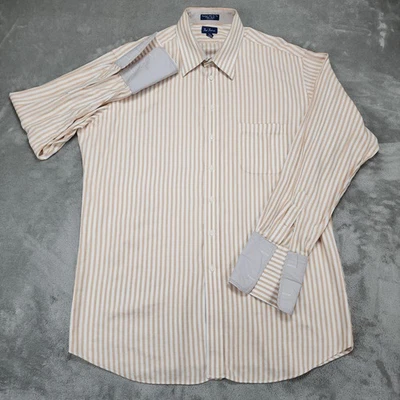 Paul Fredrick Shirt Mens 19-37 Striped Button Up Pocket Classic Dress Wrinkle Fr - Image 1 of 4