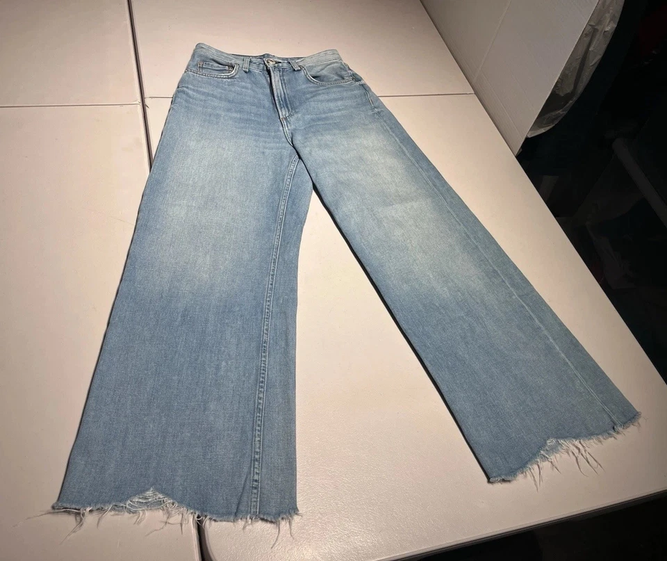 Rag & Bone Jeans Women’s 25 Blue Denim Ruth Super High Rise Ankle Wide Leg 25x27 - Image 1 of 4